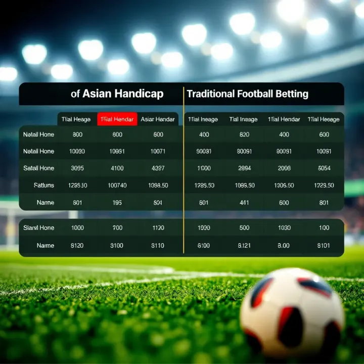 Comparative Overview of Asian Handicap and Traditional Football Betting Comparison chart showcasing differences between Asian handicap and traditional football betting types