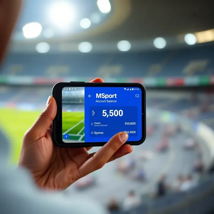 Viewing MSport Account Balance on Mobile Device Mobile screen displaying MSport app with account balance clearly visible