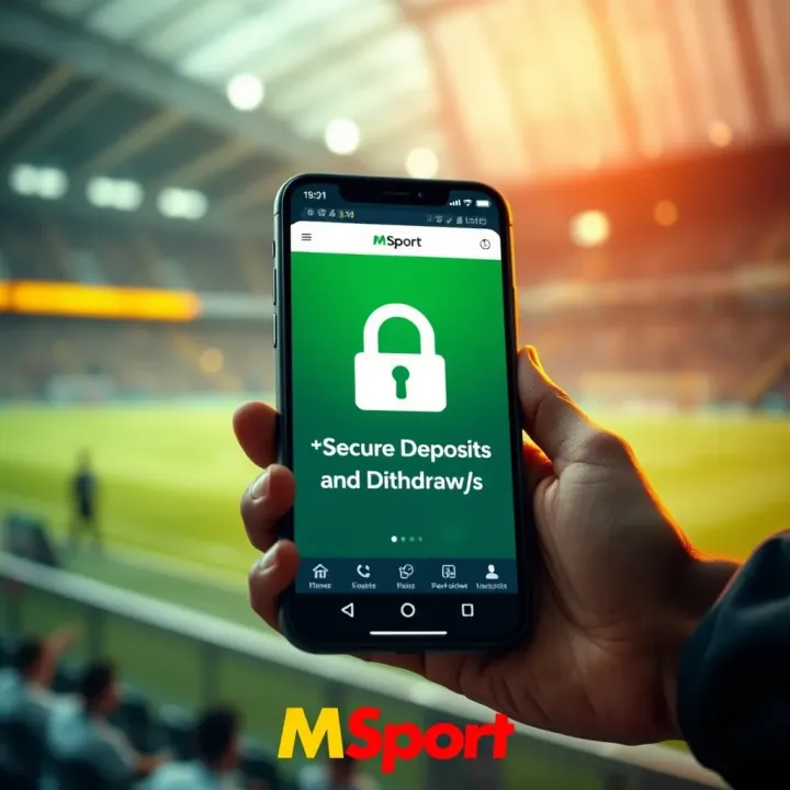 Secure Deposits and Withdrawals in MSport App for Nigerian Bettors Graphic representation of secure transactions and fast withdrawals in MSport app for Nigerian users