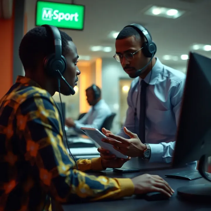 Getting Assistance from Nigerian Customer Support for M-Sport Customer support representative assisting a client with account deletion queries in Nigeria