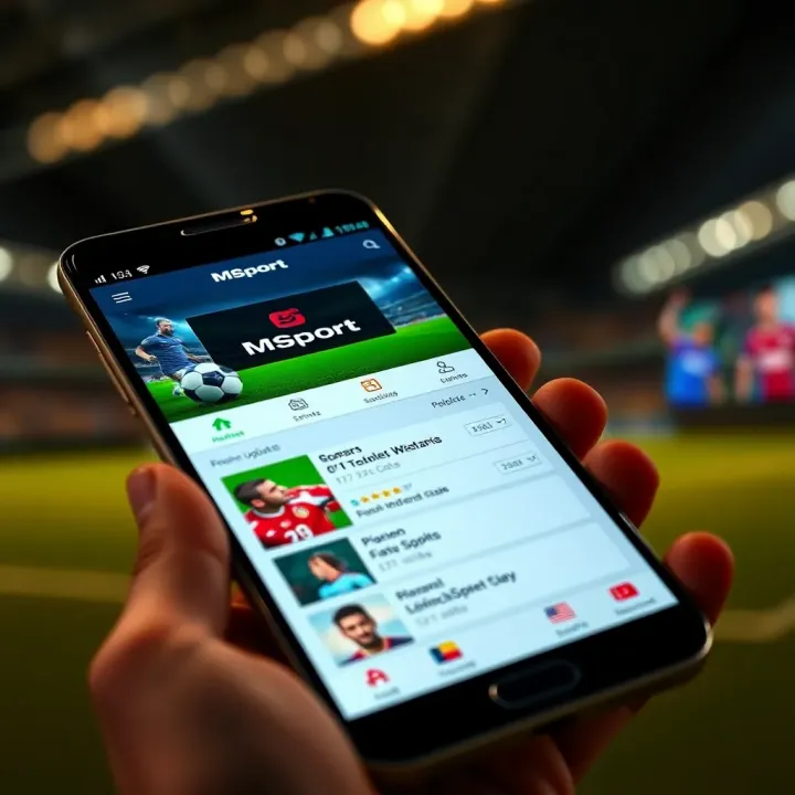 MSport App Interface on Android Device Android smartphone displaying the MSport app interface with live sports updates