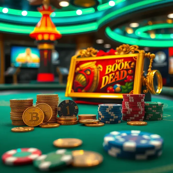 Illustration of bankroll management with coins and betting chips on casino table