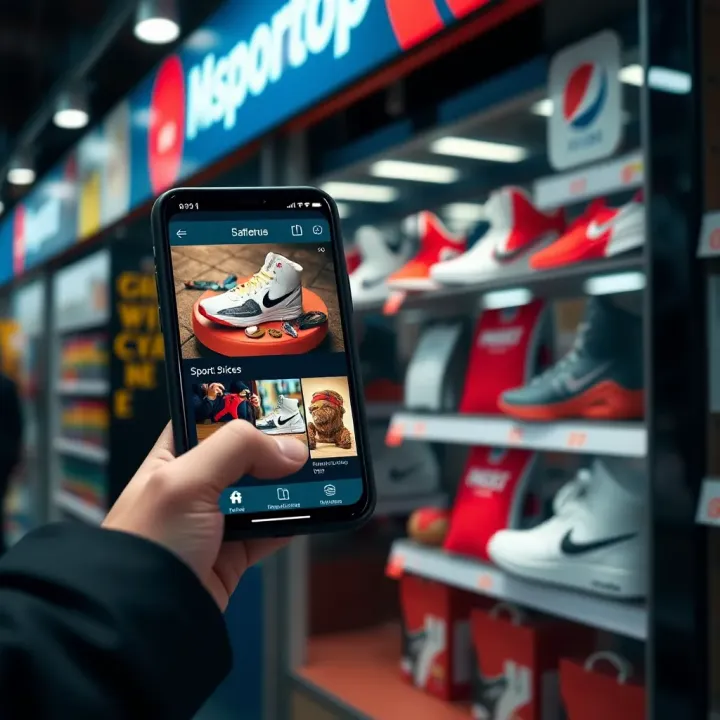 Exploring Msport Shop Features on Mobile Devices User browsing sports products on Msport Shop mobile platform with navigation menu visible