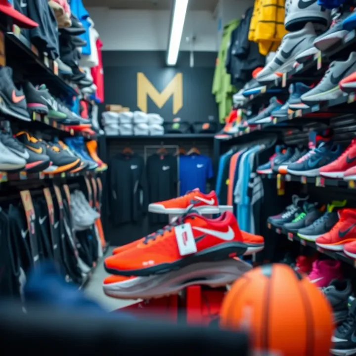 Shelves stocked with popular brands of sports gear tailored for active lifestyle in Lagos