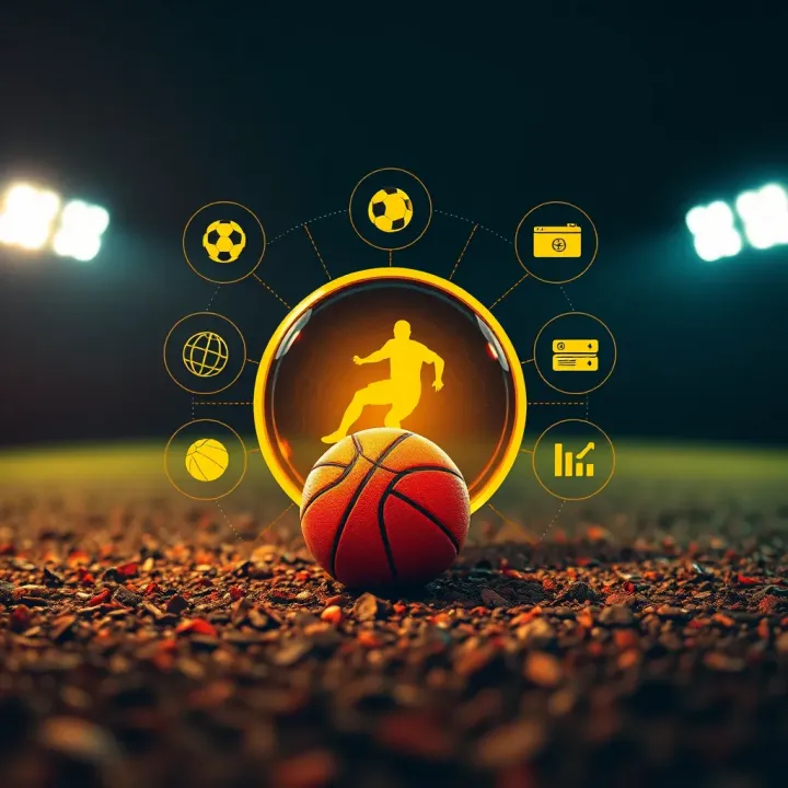Visual representation of factors influencing betting odds with icons of football, basketball, and statistics