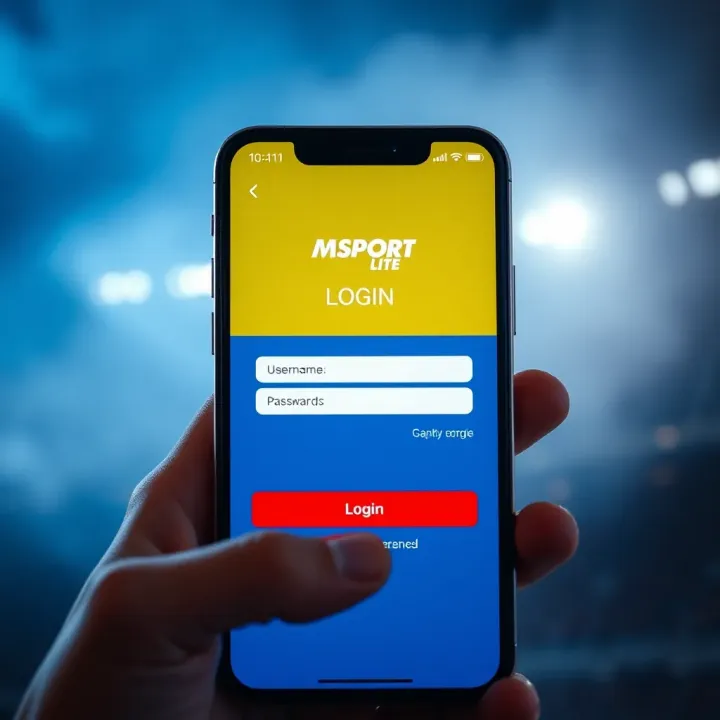 Msport Lite Login Screen Overview Mobile screen displaying Msport Lite login interface with username and password fields