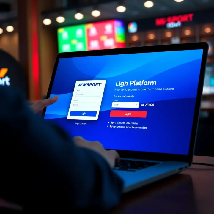 User entering credentials on MSport login screen on a laptop