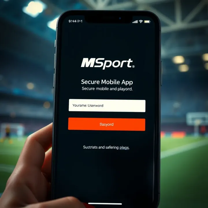 Secure login interface of MSport mobile app showing username and password fields
