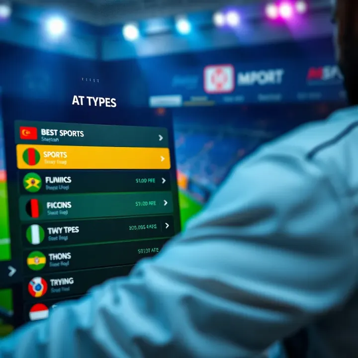 Selecting Sports, Bet Types, and Placing Bets on Msport Sports selection menu and bet types available for placing bets on Msport