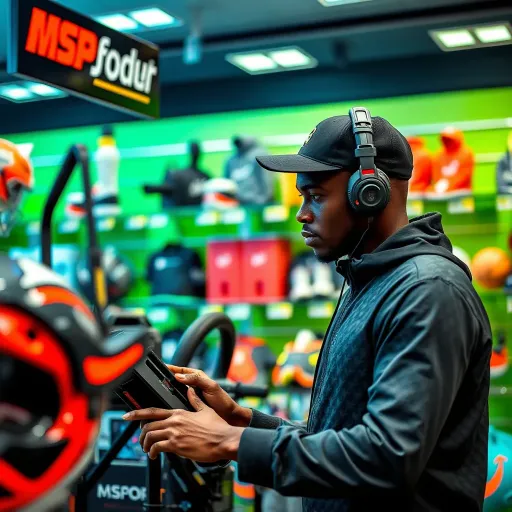 User browsing sports equipment on Msport Shop website from Nigeria
