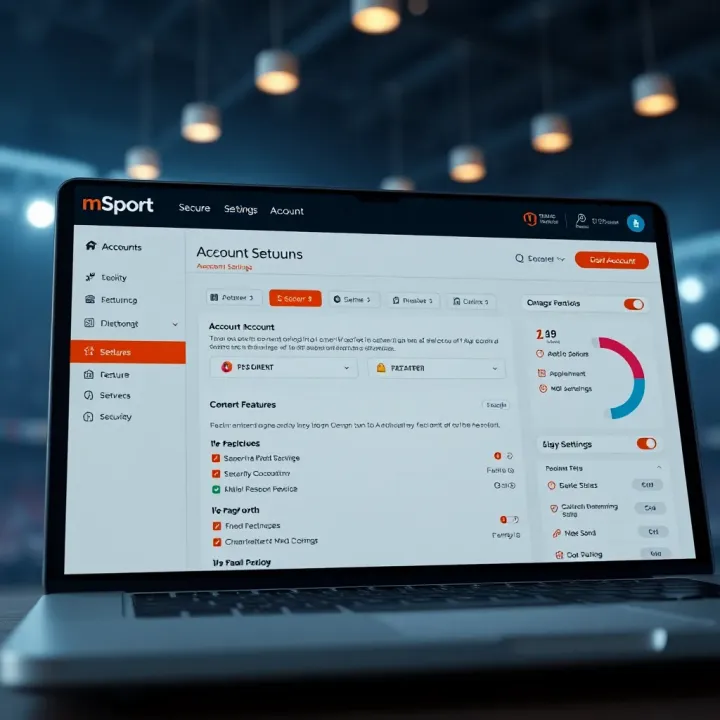 Secure account management dashboard showing mSport account settings and security features