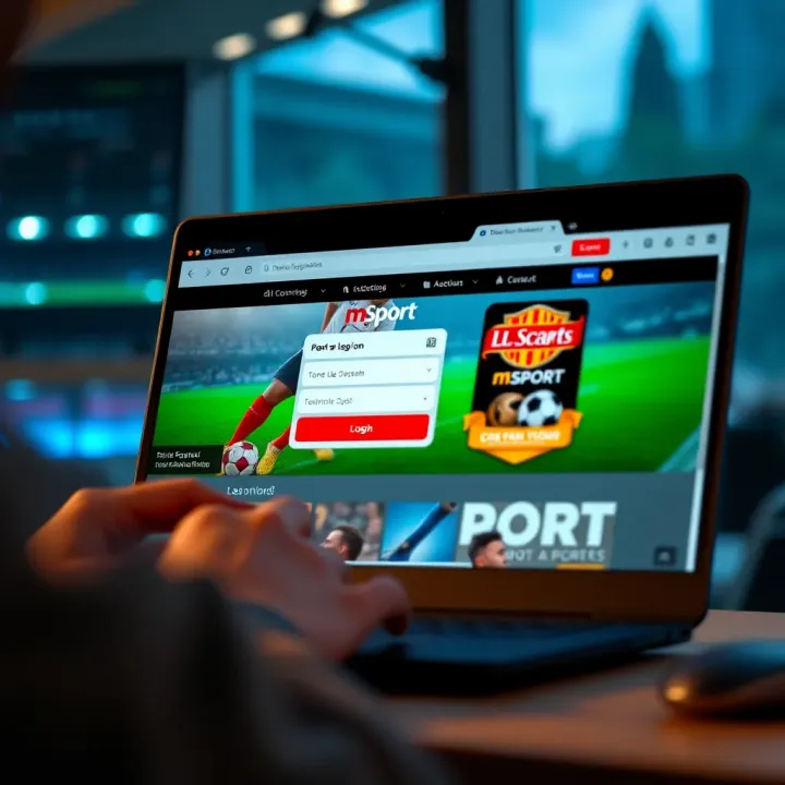 Logging into Your Old mSport Account Online User logging into an old mSport account on a laptop displaying the mSport website homepage
