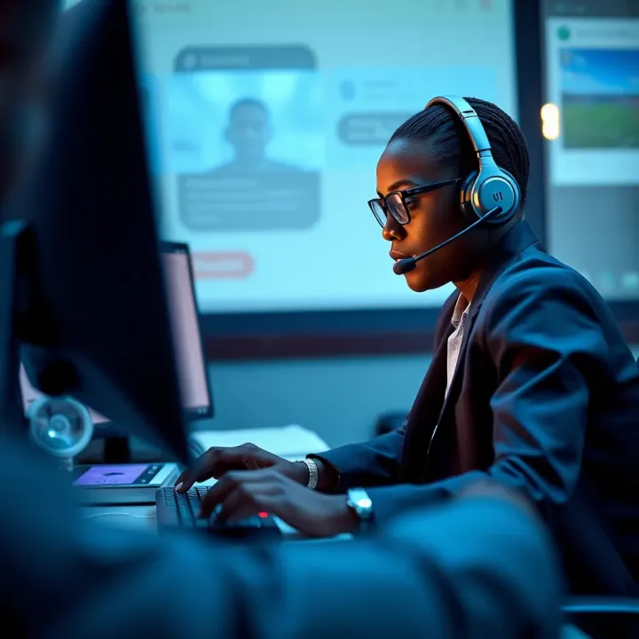 Customer support representative assisting a user through online chat