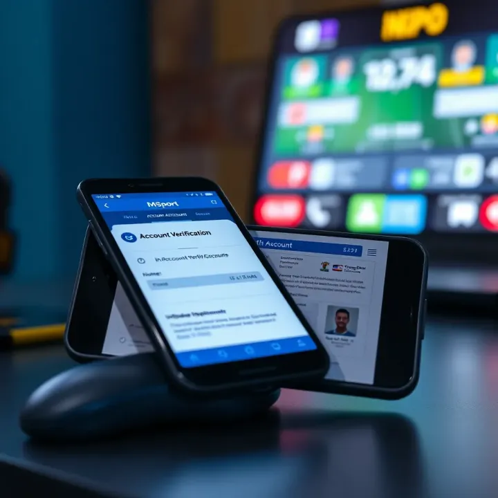 Mobile phone displaying MSport account verification screen with identification documents