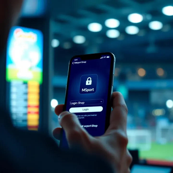 User logging into Msport Shop account on a mobile device with secure login interface