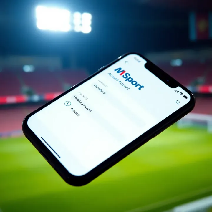 Mobile screen displaying the MSport account creation interface with fields for user details and options