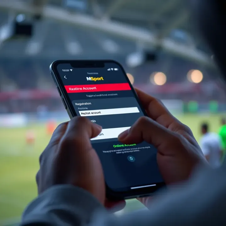 User entering registration details on a mobile device for MSport account