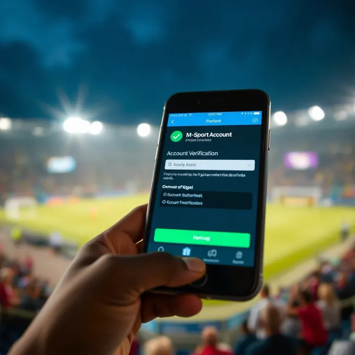 Screenshot showing M-Sport account verification interface on a mobile device