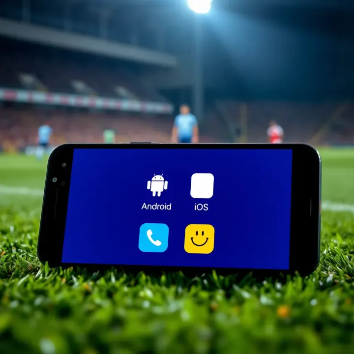 Illustration of a smartphone with icons showing Android and iOS compatibility for MSport app