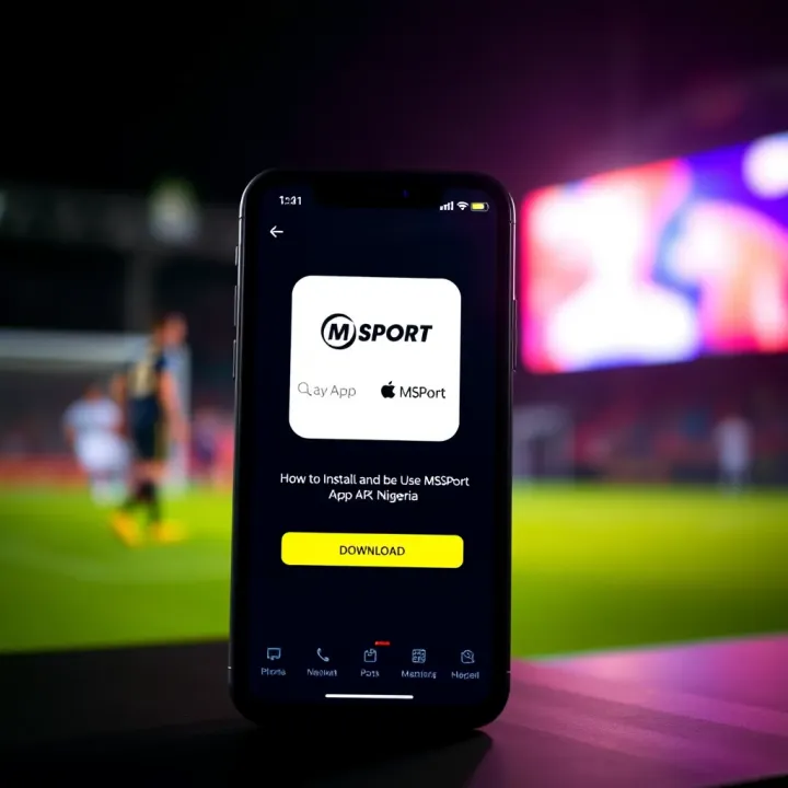 Smartphone screen displaying the MSport app download page with a clear download button