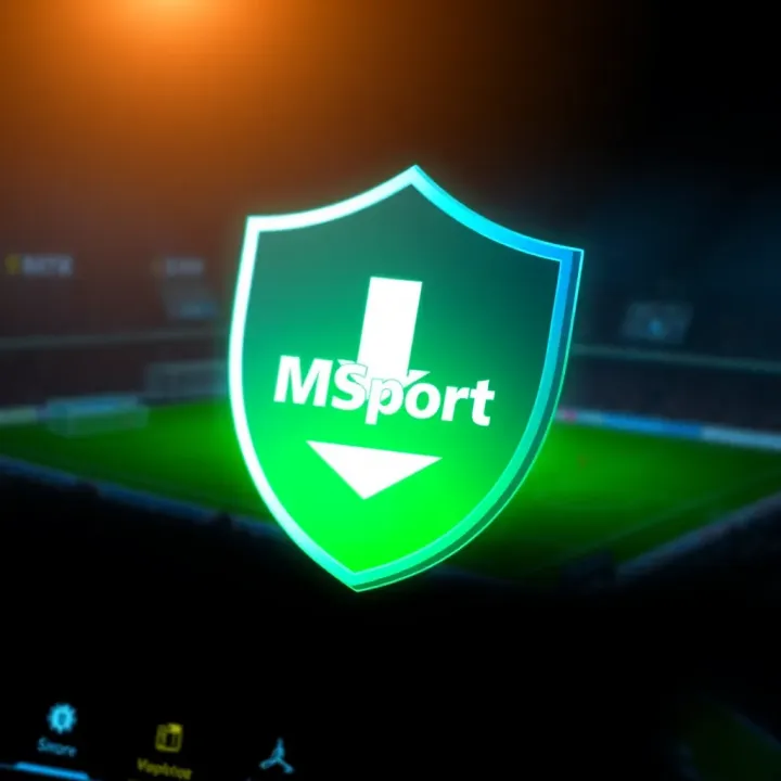 Illustration of secure download symbol with the MSport app icon on an Android background