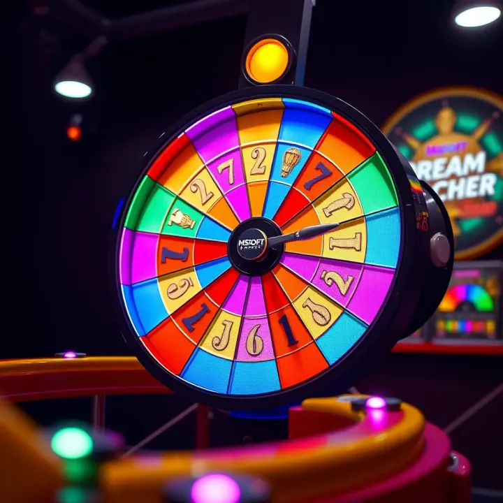 A vibrant spinning wheel used in the MSport Dream Catcher game showcasing colorful segments