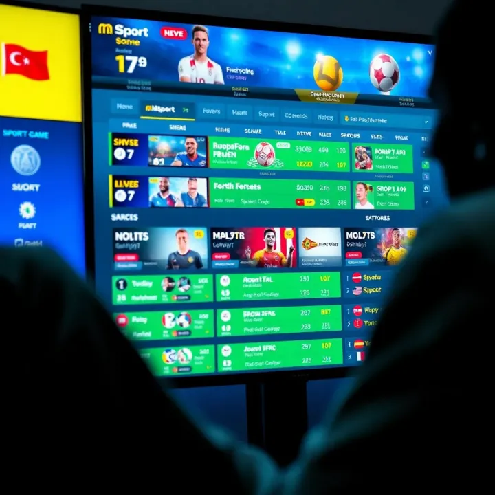 Digital platform interface showcasing various sports betting options and live scores