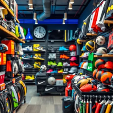 Wide selection of sports equipment and home essentials displayed in a modern retail environment
