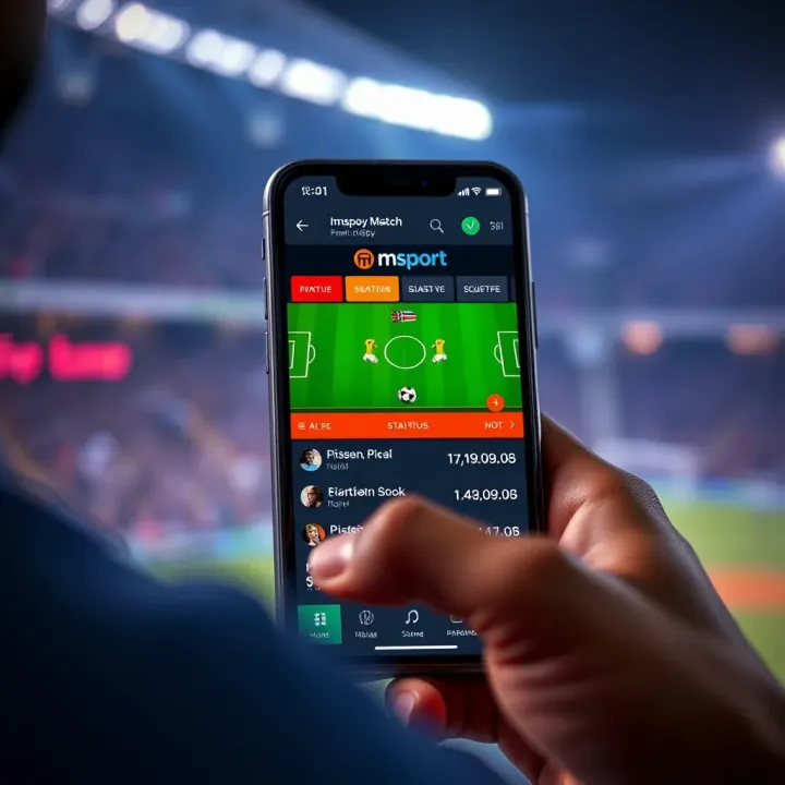 Real-Time Football Match Updates on msport Smartphone displaying live football match updates with real-time scores and statistics
