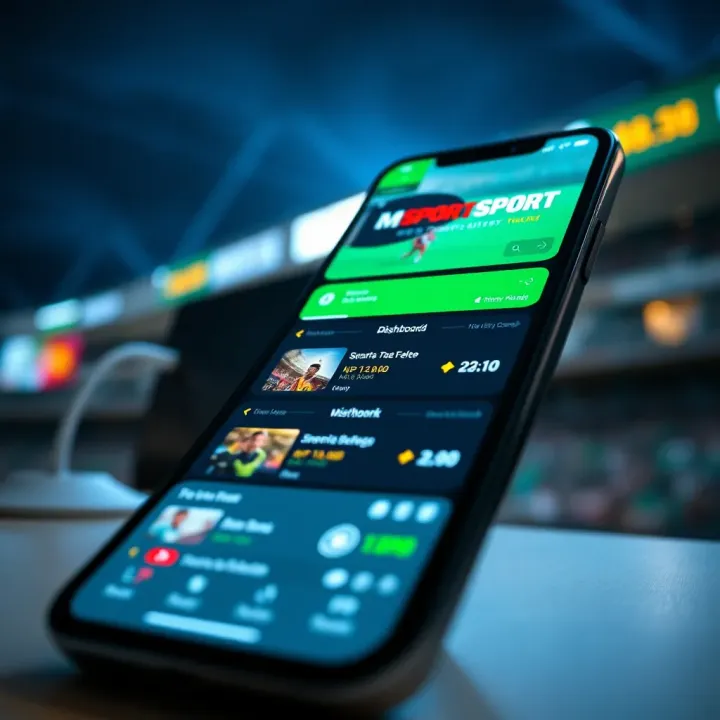 Msport Live Sports Updates and Betting Dashboard Smartphone showing live sports updates and betting options on Msport platform