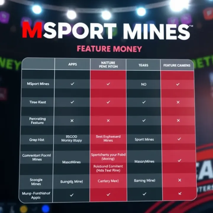 Comparison chart displaying features of MSport Mines alongside other Nigerian earning apps