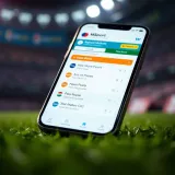 Close-up of a smartphone displaying a sports betting app with payment options