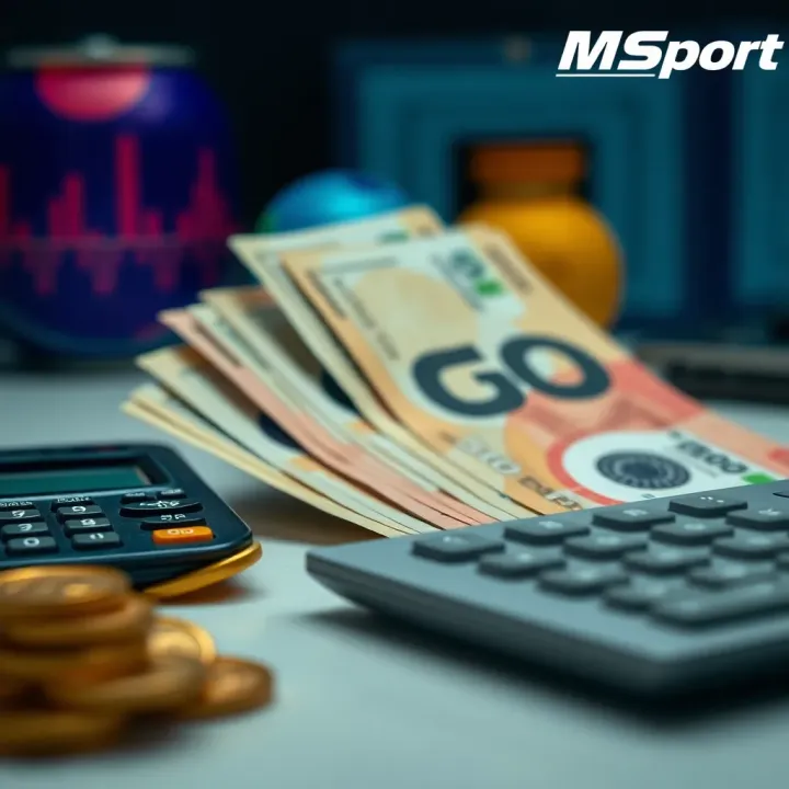 Conceptual illustration of managing a budget with currency notes and a calculator