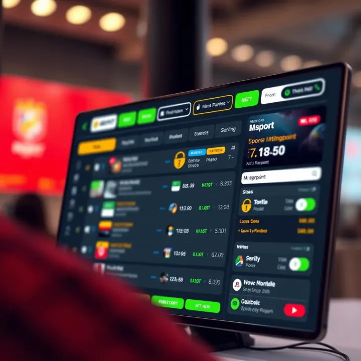 Integration of Msport and Moniepoint Enhancing Sports Betting Experience Digital interface showing Msport sports betting options integrated with Moniepoint payment system