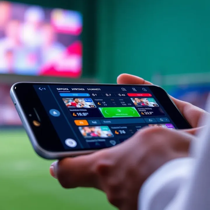 Modern digital interface showcasing live sports updates, scores, and interactive features on a sleek device screen