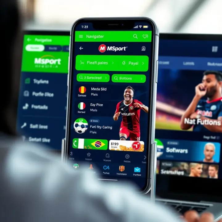 Navigating the Msport Nigeria App Features Dashboard of Msport Nigeria app showing navigation menu and available features