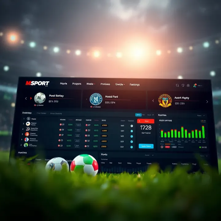 Msport Nigeria Betting Dashboard Overview User-friendly dashboard showcasing sports betting options and live updates on Msport Nigeria platform