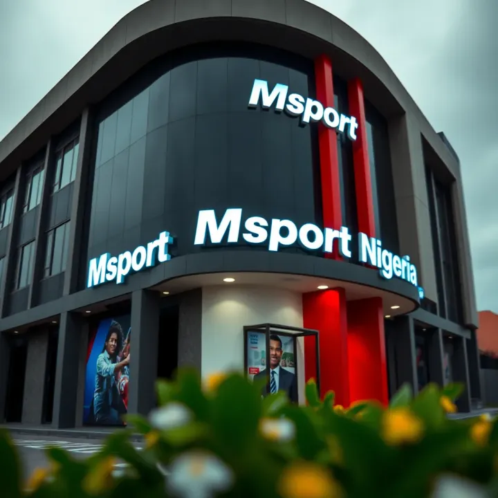 Exterior view of Msport's office building in Nigeria with company branding