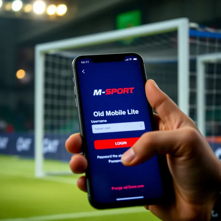 Mobile device displaying M-Sport old mobile lite login screen with username and password fields