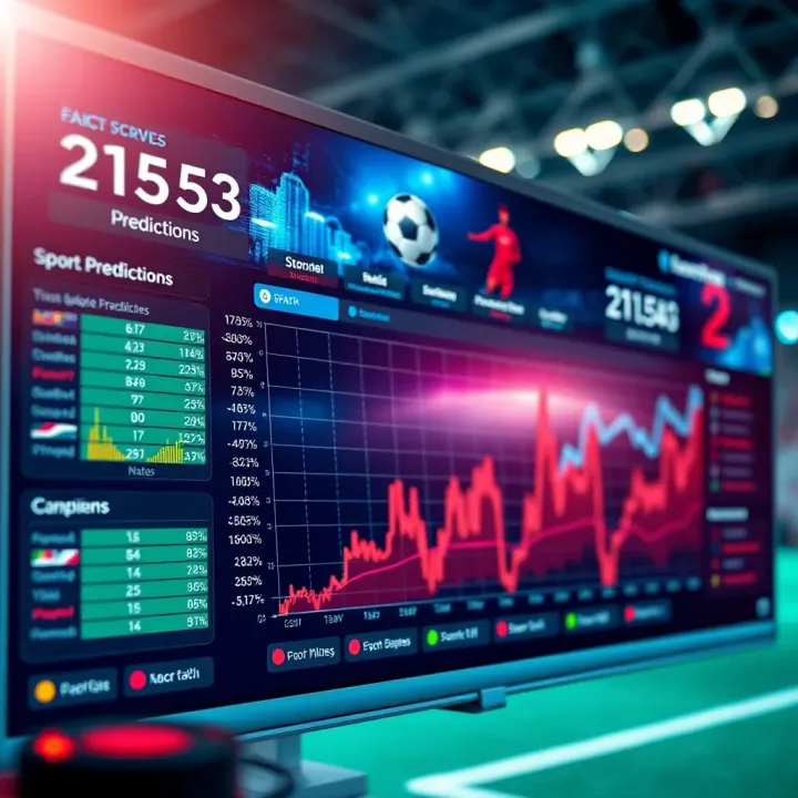 Sports Analytics Dashboard for Match Predictions Digital dashboard showing dynamic sports statistics and prediction analytics for upcoming football matches
