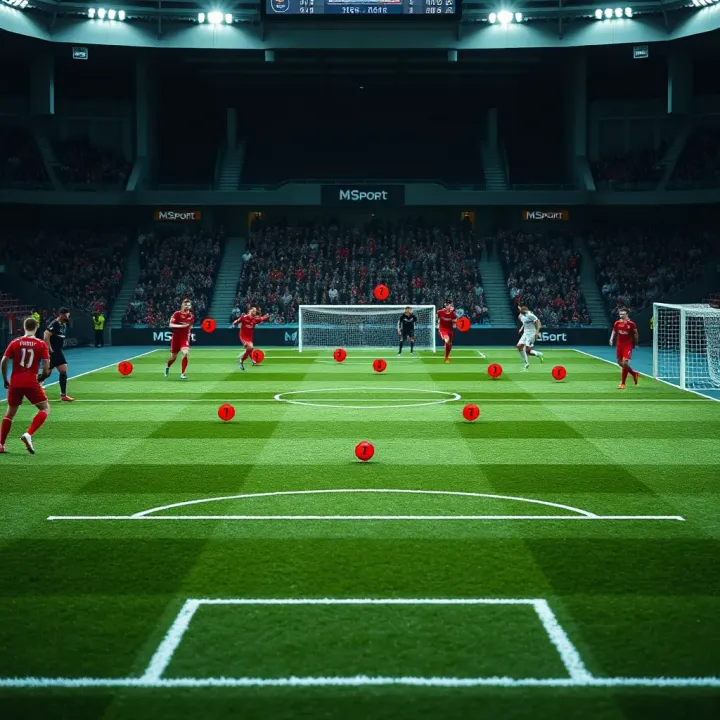 Tactical Analysis of Premier League Matches Football pitch with tactical formations and player movements for Premier League game analysis