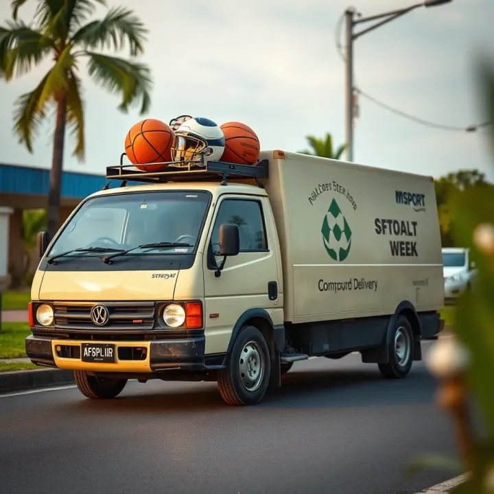 Efficient Delivery Services Across Nigeria Delivery van transporting sports equipment to various locations across Nigeria