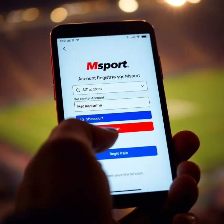 Msport Account Registration Interface Mobile device displaying Msport registration page with fields for user input