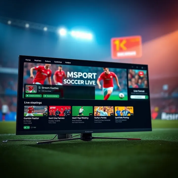 User interface of MSport Soccer Live platform showing live streaming options and match details