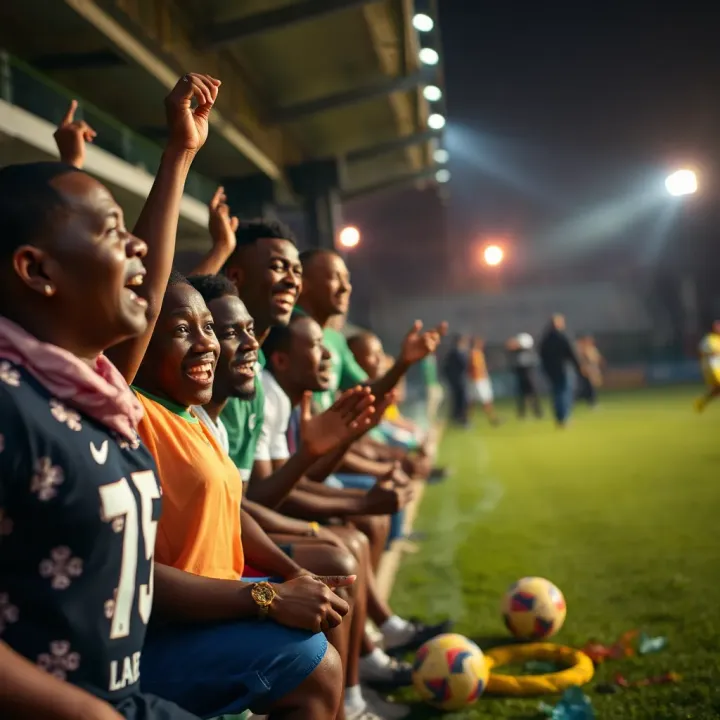 Vibrant local sports culture with enthusiastic fans cheering at a community soccer game