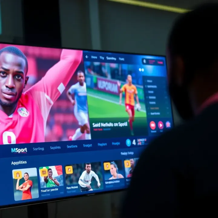 Msport Sporting Digital Interface Highlighting Nigerian Sports Events Dynamic online platform interface showcasing Nigerian sports events and athlete profiles