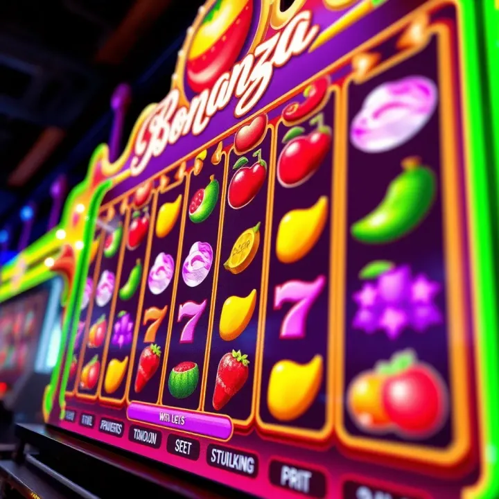Sweet Bonanza Demo Screen with Vibrant Game Symbols Screenshot of Sweet Bonanza demo interface showing colorful fruit and candy symbols on reels