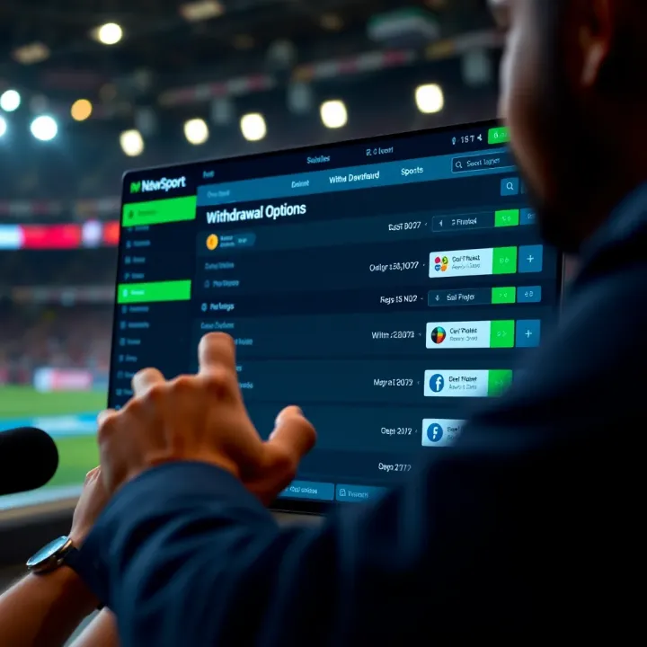 User interacting with online betting platform showing withdrawal options on screen