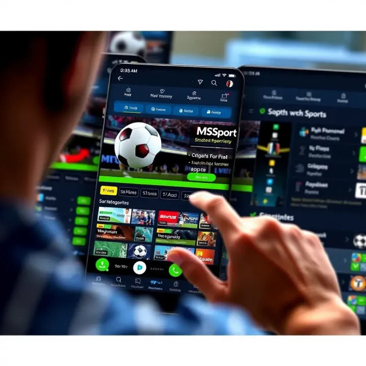 Exploring Key Features and Navigation of MSport UG App User interacting with the MSport UG app dashboard featuring sports categories and navigation options