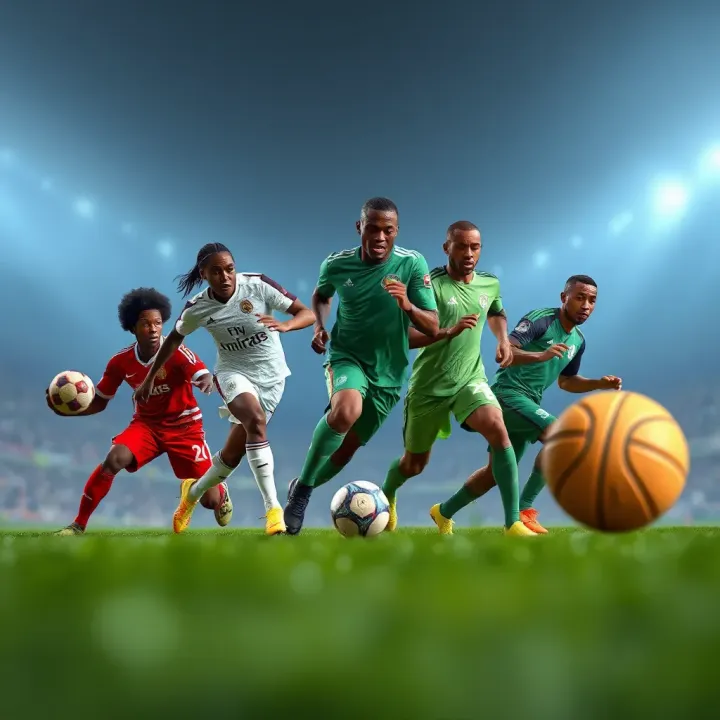 Illustration of diverse sports icons representing football, athletics, and basketball available on MSport